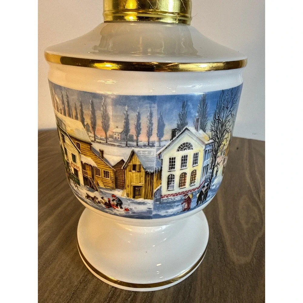 VTG 1984 Lamplight Farms Oil Lamp Quiet Village Porcelain Limited Edition 15.5in